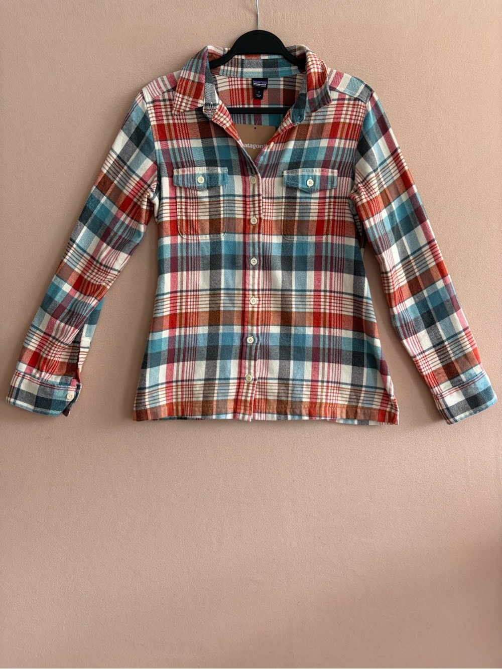 Patagonia Long-Sleeved Fjord Flannel Shirt 4 Fall Bay Laurel Toasted White NWT